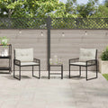 vidaXL Gartenmöbel-Set mit Kissen 3 pcs Schwarz und Weiß
