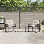 vidaXL Gartenmöbel-Set mit Kissen 3 pcs Schwarz und Weiß