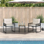 vidaXL Gartenmöbel-Set mit Kissen 3 pcs Schwarz und Weiß