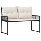 vidaXL Bank Outdoor mit Kissen Schwarz und Cremeweiß 118 x 55 x 82 cm