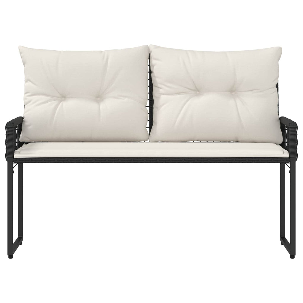 vidaXL Bank Outdoor mit Kissen Schwarz und Cremeweiß 118 x 55 x 82 cm