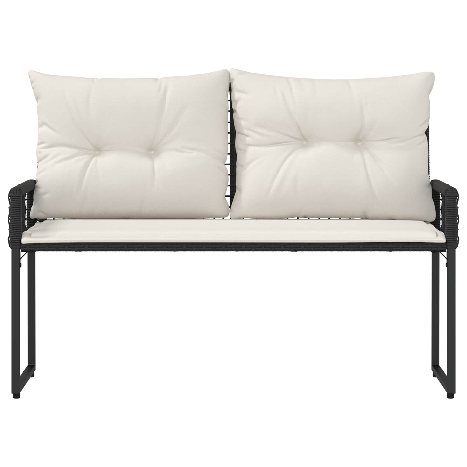 vidaXL Bank Outdoor mit Kissen Schwarz und Cremeweiß 118 x 55 x 82 cm