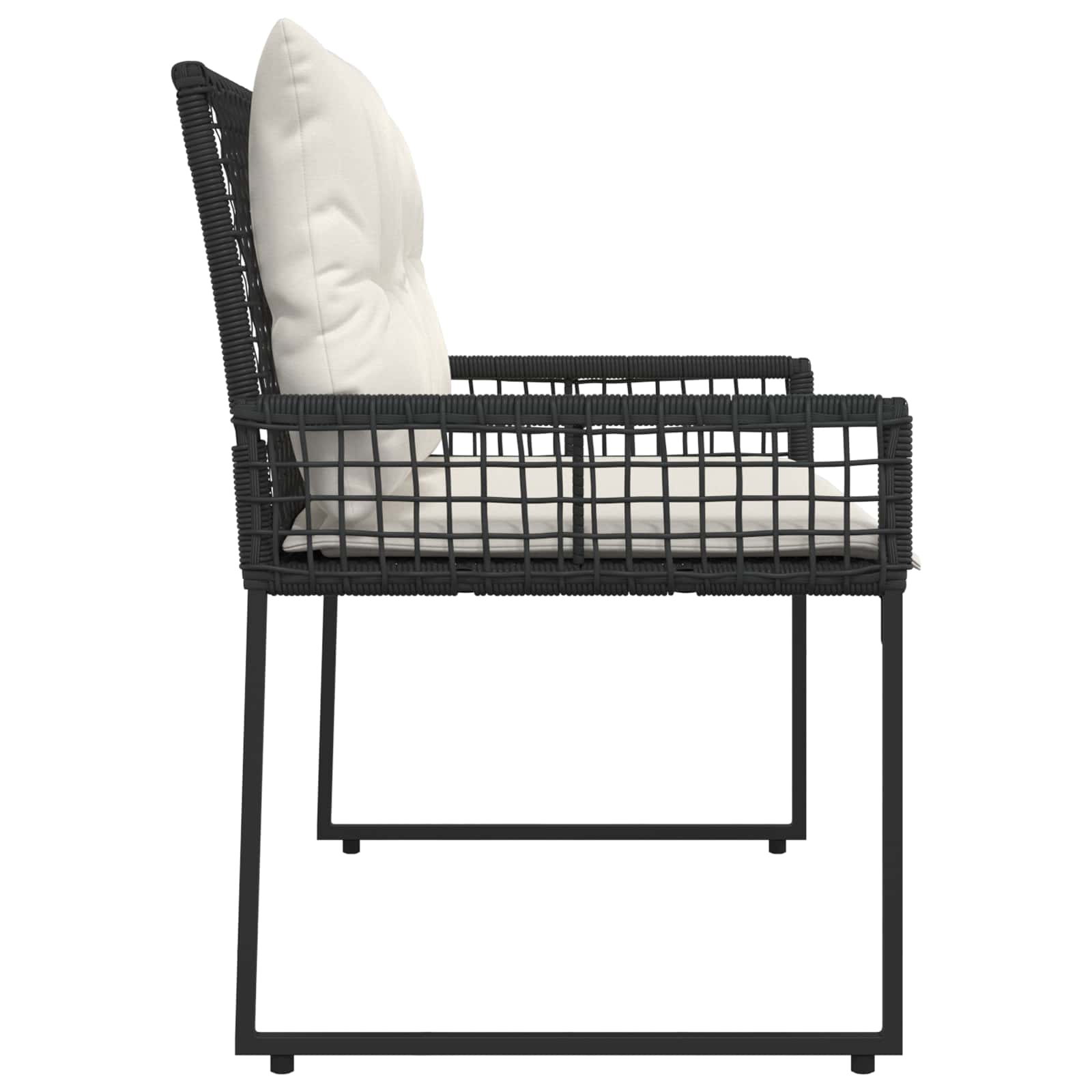 vidaXL Bank Outdoor mit Kissen Schwarz und Cremeweiß 118 x 55 x 82 cm