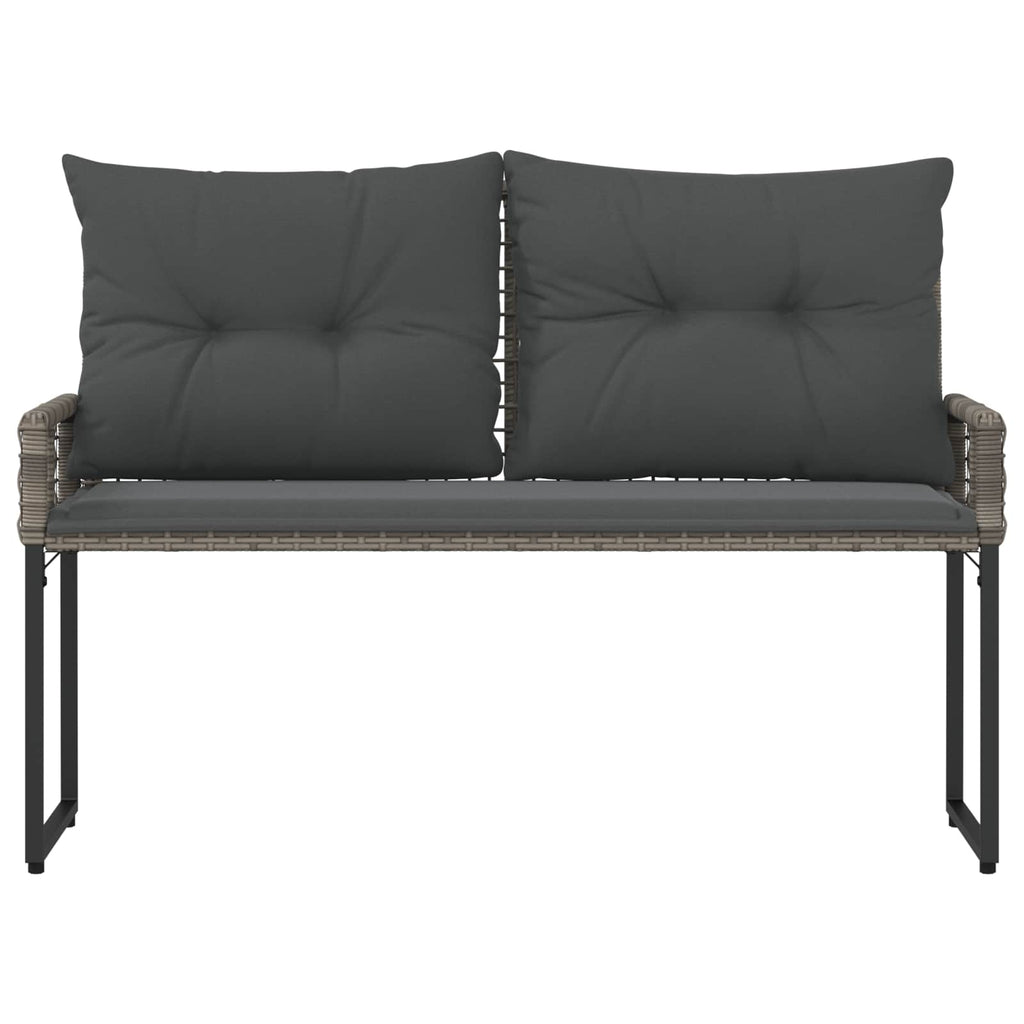vidaXL Bank Outdoor Grau 118 x 55 x 82 cm PE-Rattan und Stoff