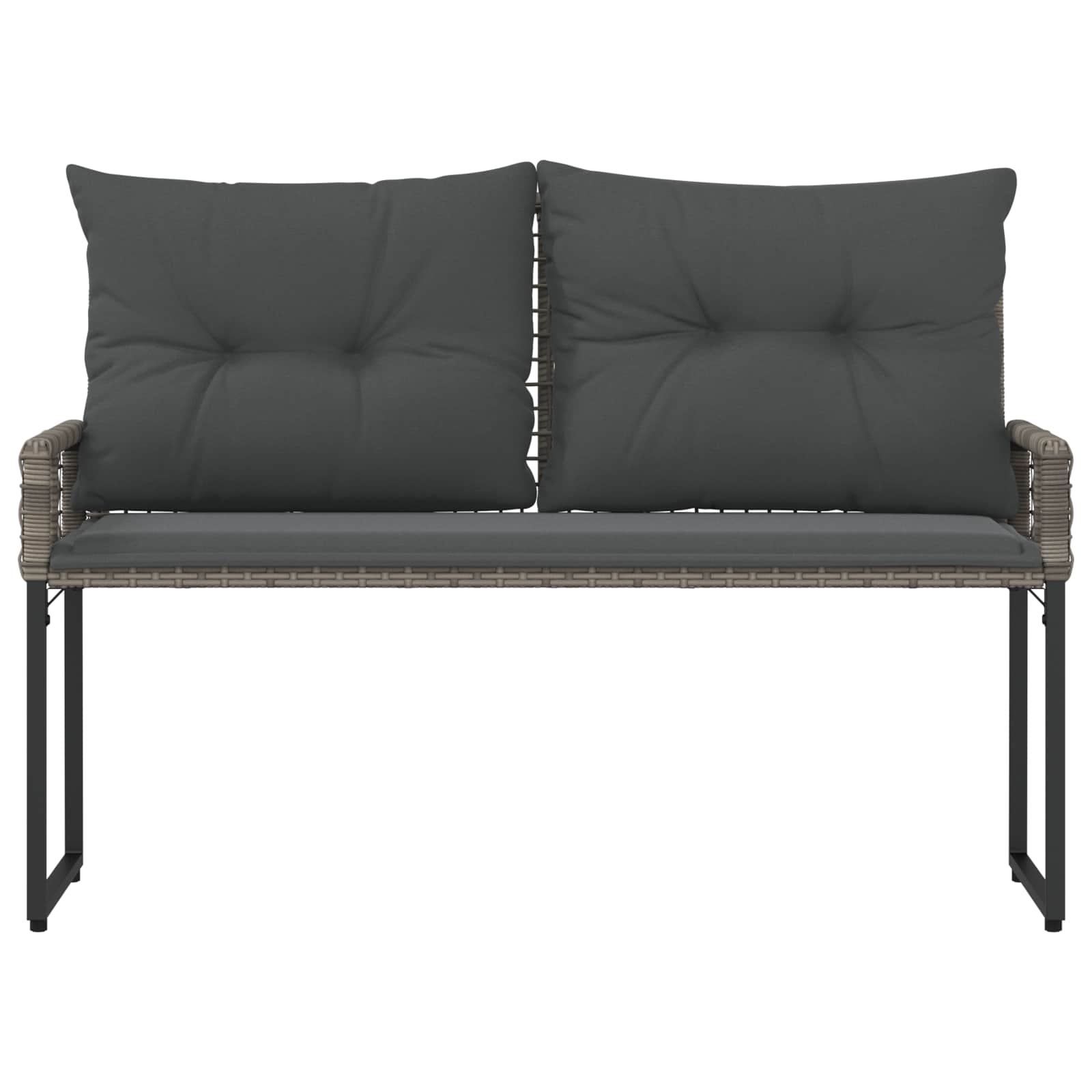 vidaXL Bank Outdoor Grau 118 x 55 x 82 cm PE-Rattan und Stoff