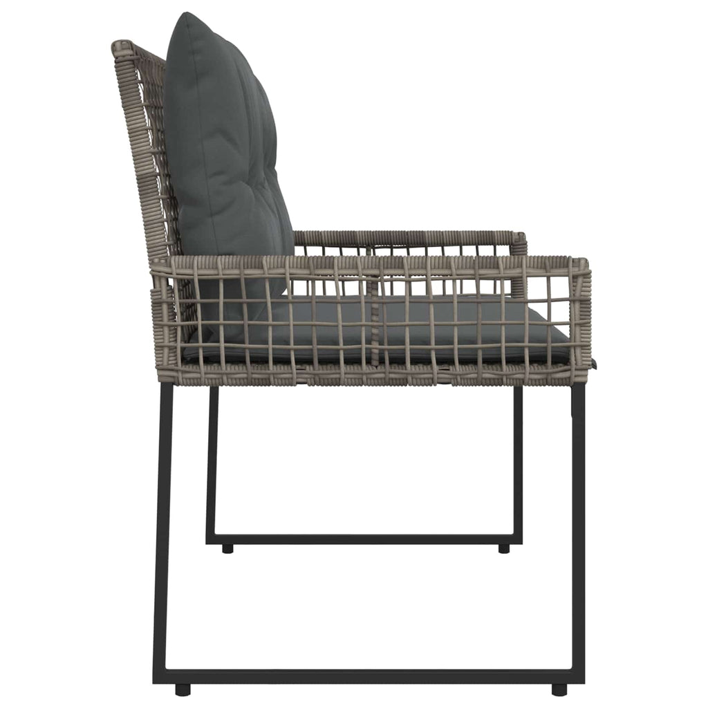 vidaXL Bank Outdoor Grau 118 x 55 x 82 cm PE-Rattan und Stoff