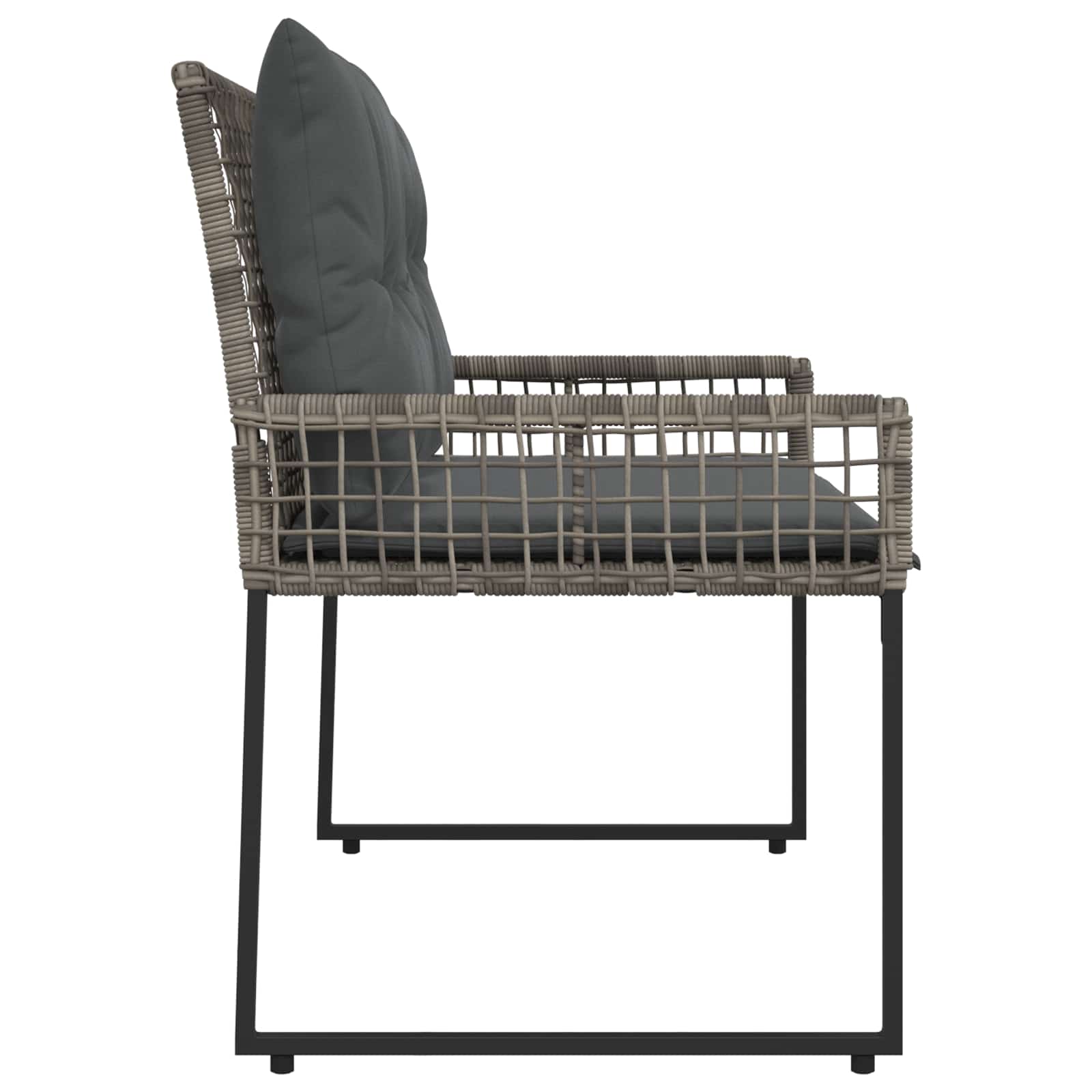 vidaXL Bank Outdoor Grau 118 x 55 x 82 cm PE-Rattan und Stoff