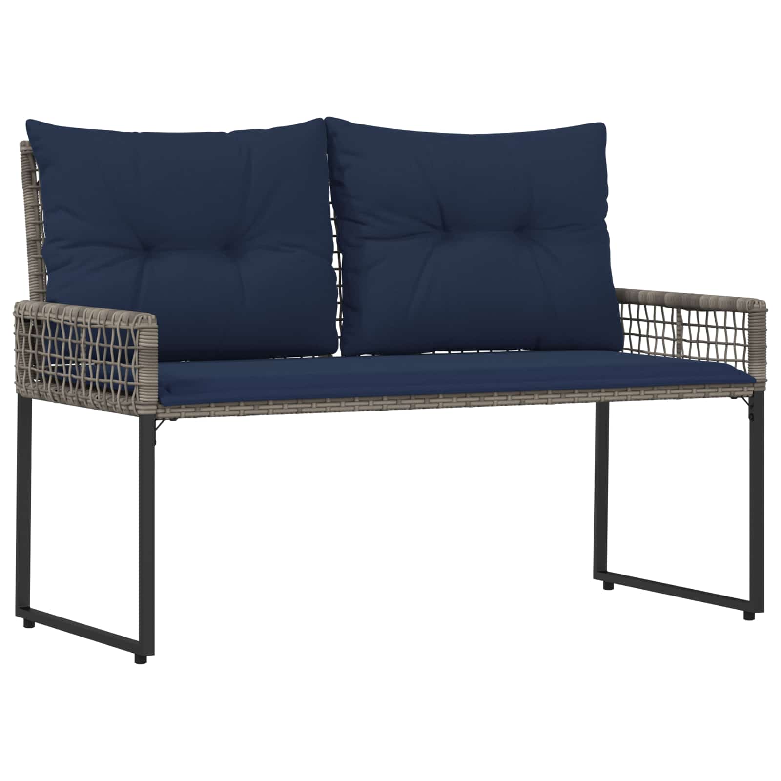 vidaXL Bank Outdoor mit Kissen Grau und Marine 118 x 55 x 82 cm