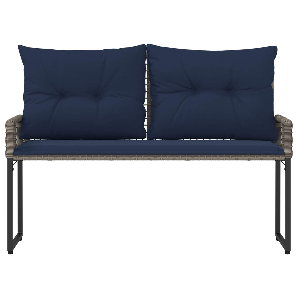 vidaXL Bank Outdoor mit Kissen Grau und Marine 118 x 55 x 82 cm