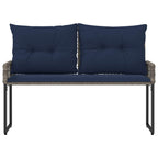 vidaXL Bank Outdoor mit Kissen Grau und Marine 118 x 55 x 82 cm