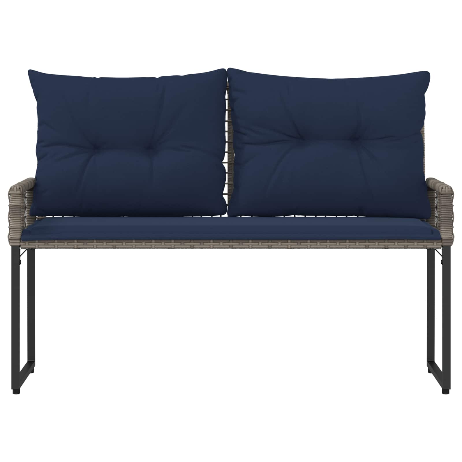 vidaXL Bank Outdoor mit Kissen Grau und Marine 118 x 55 x 82 cm