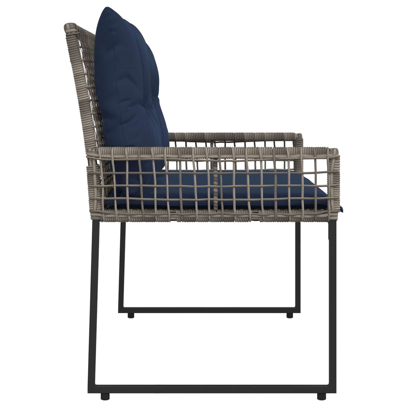 vidaXL Bank Outdoor mit Kissen Grau und Marine 118 x 55 x 82 cm