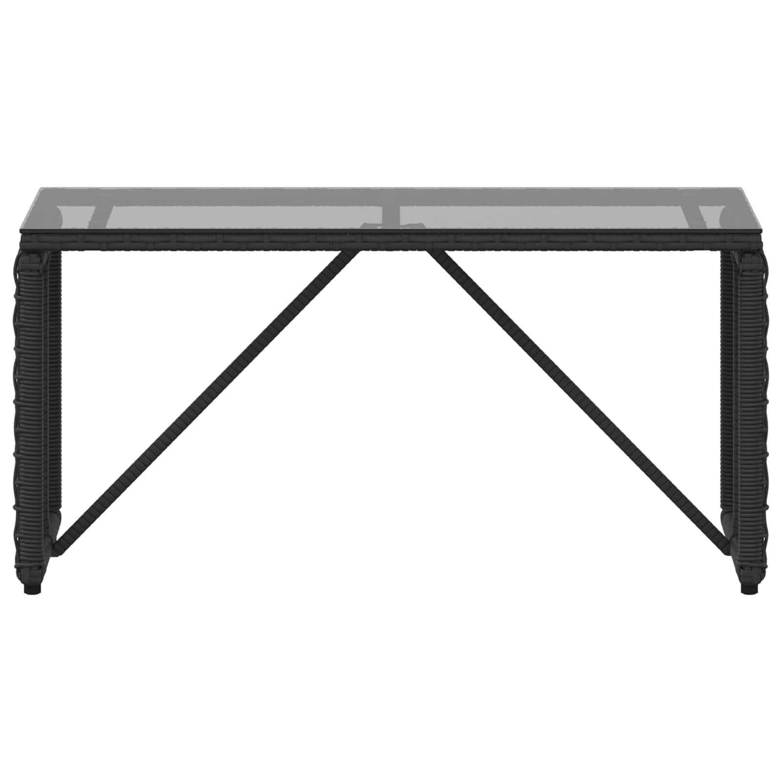 vidaXL Tisch für Outdoor Schwarz 80 x 40 x 40 cm PE Rattan und Glas