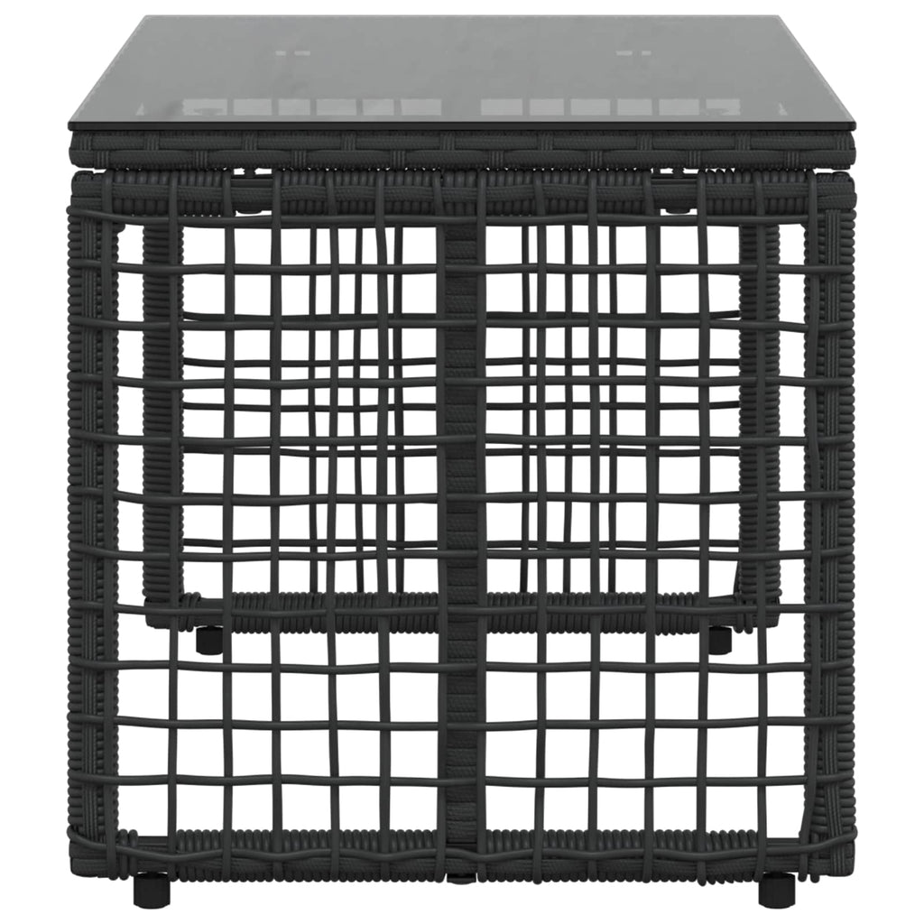 vidaXL Tisch für Outdoor Schwarz 80 x 40 x 40 cm PE Rattan und Glas