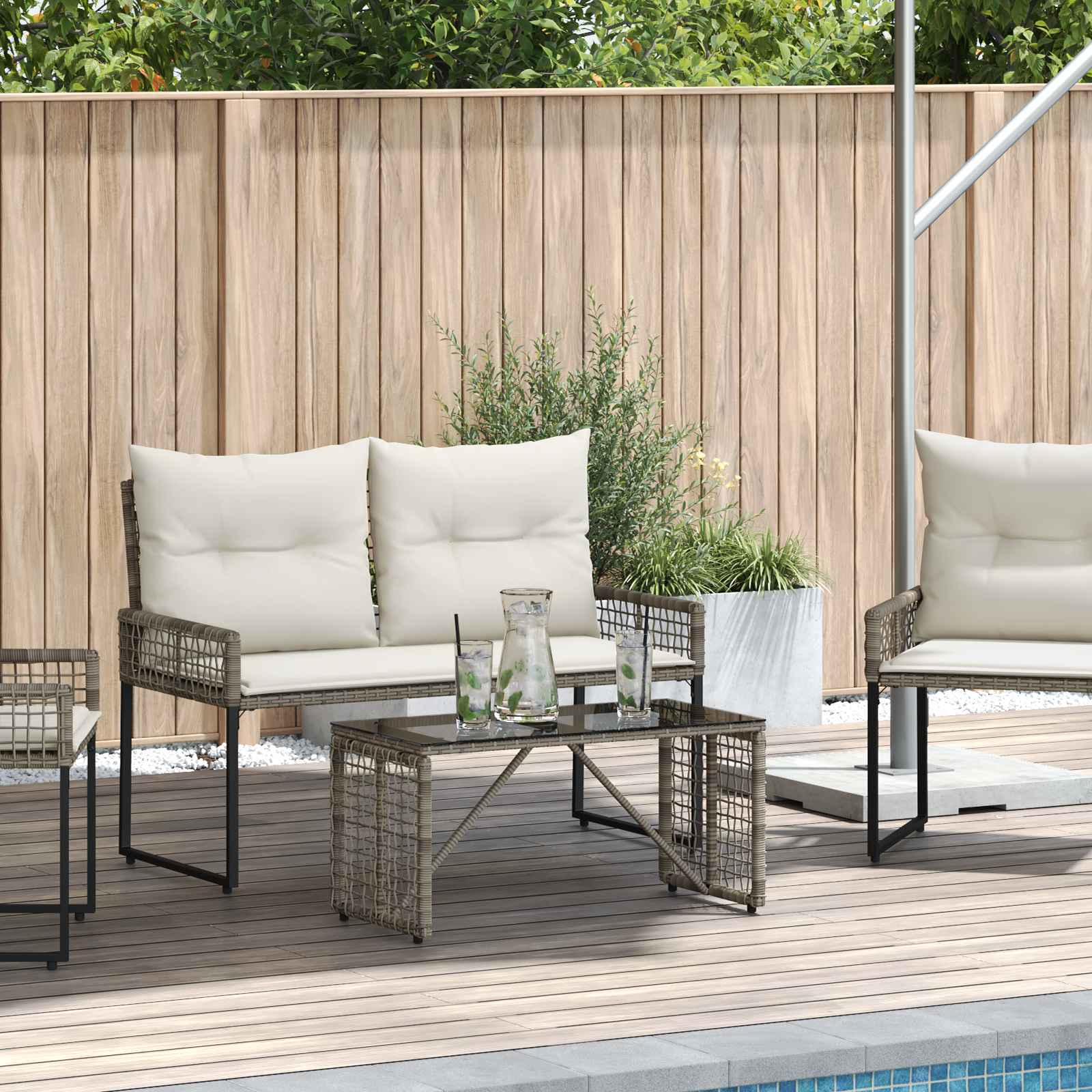 vidaXL Tisch für Outdoor Grau und Schwarz 80 x 40 x 40 cm
