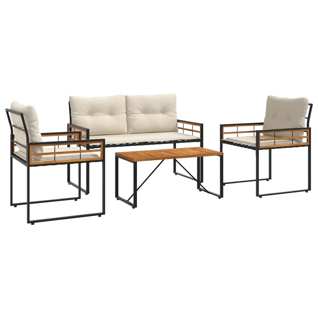 vidaXL Gartenmöbel Set mit Kissen 4 pcs Creme