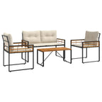 vidaXL Gartenmöbel Set mit Kissen 4 pcs Creme