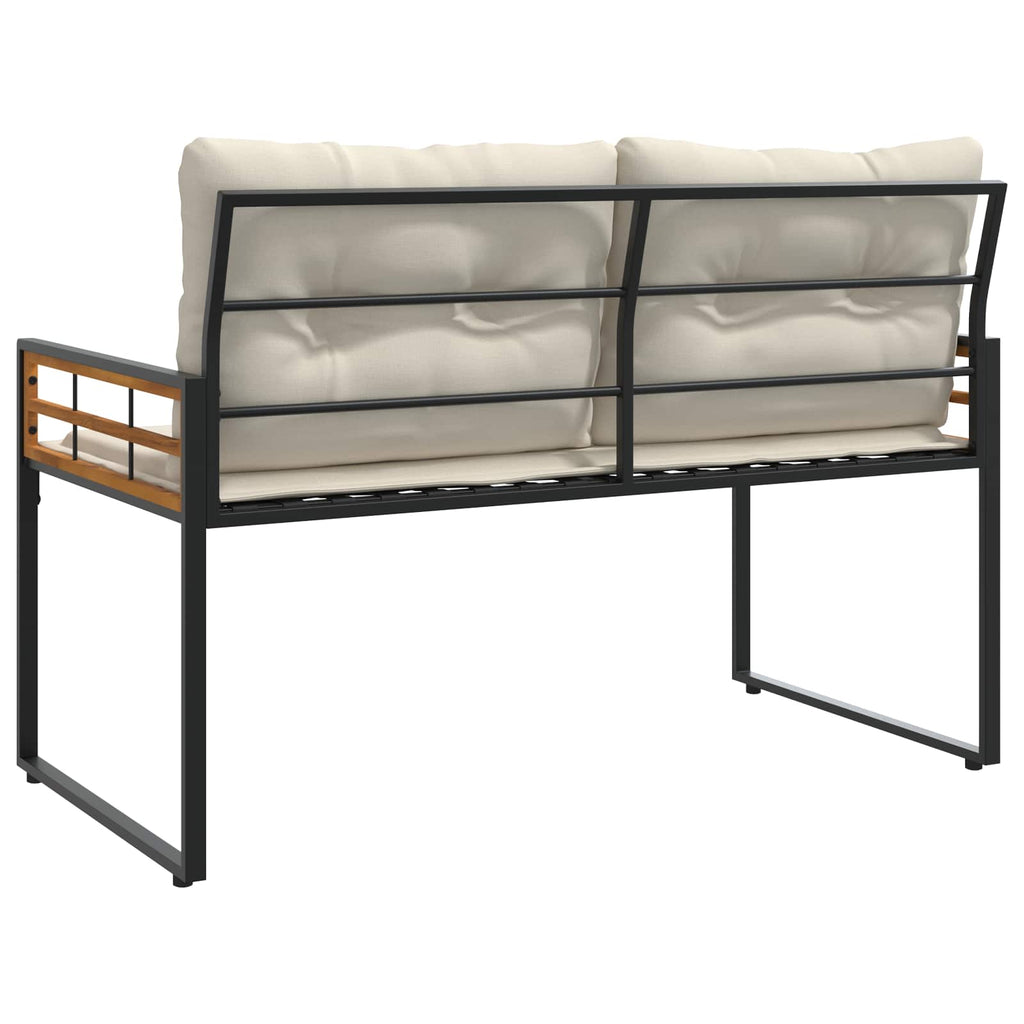 vidaXL Holz-Lagenbank mit Kissen Uni mit Kissen Creme 114 x 55 x 77 cm
