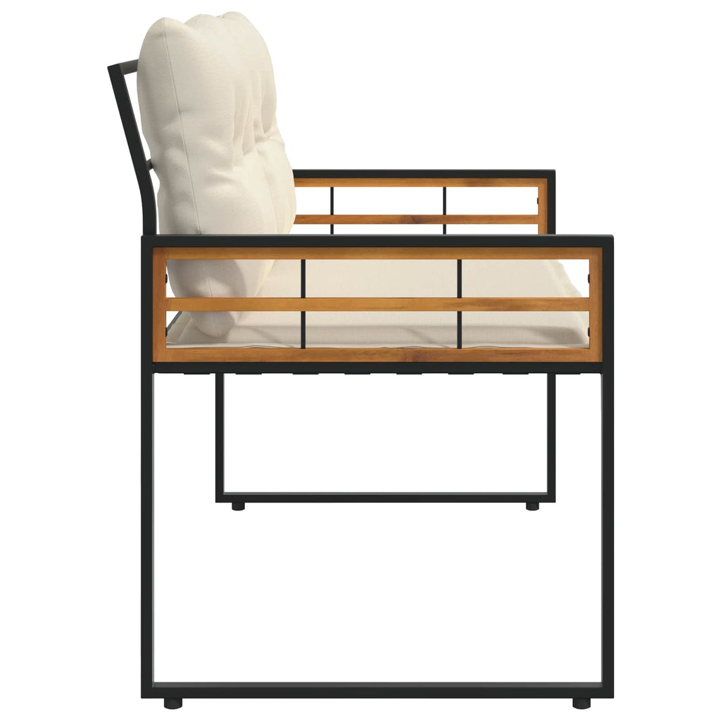 vidaXL Holz-Lagenbank mit Kissen Uni mit Kissen Creme 114 x 55 x 77 cm