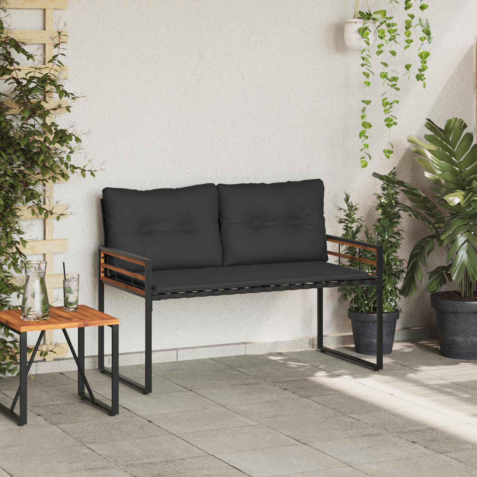 vidaXL Holz-Lagenbank mit Kissen Uni Blassgrau 114 x 55 x 77 cm