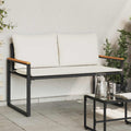 vidaXL Bank mit Kissen Schwarz und Cremeweiß 115 x 65 x 72 cm Rattan