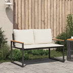 vidaXL Bank mit Kissen Schwarz und Cremeweiß 115 x 65 x 72 cm Rattan