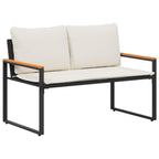 vidaXL Bank mit Kissen Schwarz und Cremeweiß 115 x 65 x 72 cm Rattan