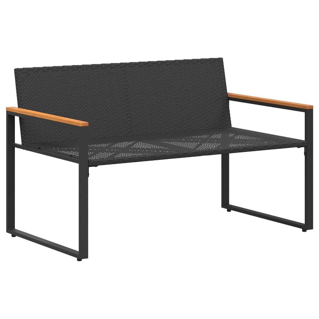 vidaXL Bank mit Kissen Schwarz und Cremeweiß 115 x 65 x 72 cm Rattan