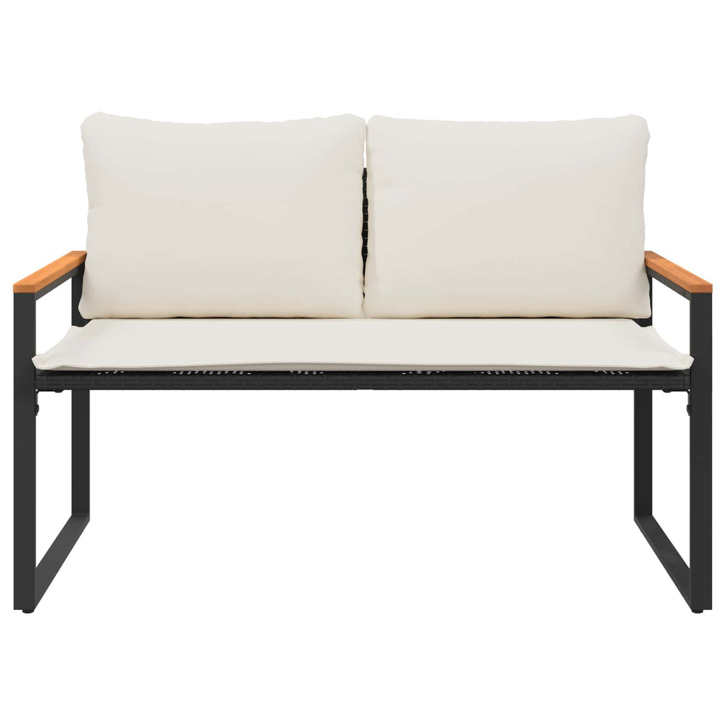 vidaXL Bank mit Kissen Schwarz und Cremeweiß 115 x 65 x 72 cm Rattan