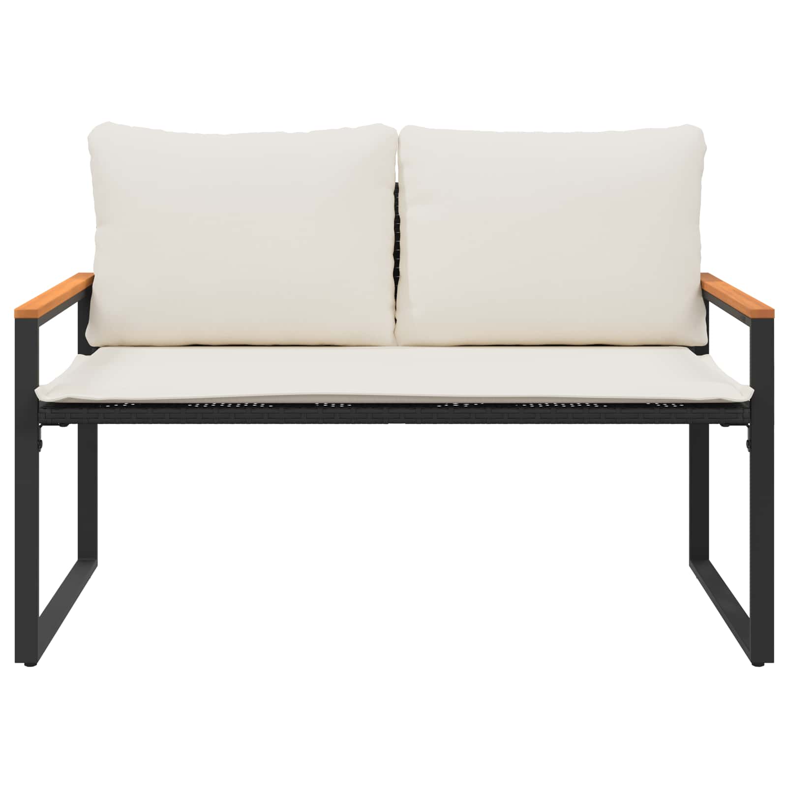 vidaXL Bank mit Kissen Schwarz und Cremeweiß 115 x 65 x 72 cm Rattan