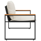 vidaXL Bank mit Kissen Schwarz und Cremeweiß 115 x 65 x 72 cm Rattan