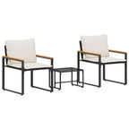 vidaXL Möbelsets mit Kissen 3 pcs Schwarz und Cremeweiß Rattan