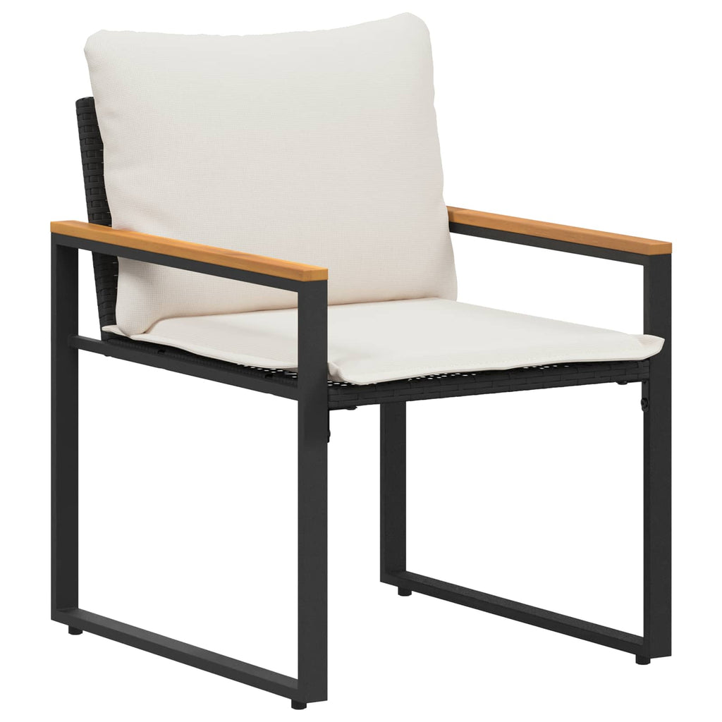 vidaXL Möbelsets mit Kissen 3 pcs Schwarz und Cremeweiß Rattan