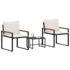 vidaXL Möbelsets mit Kissen 3 pcs Schwarz und Cremeweiß Rattan