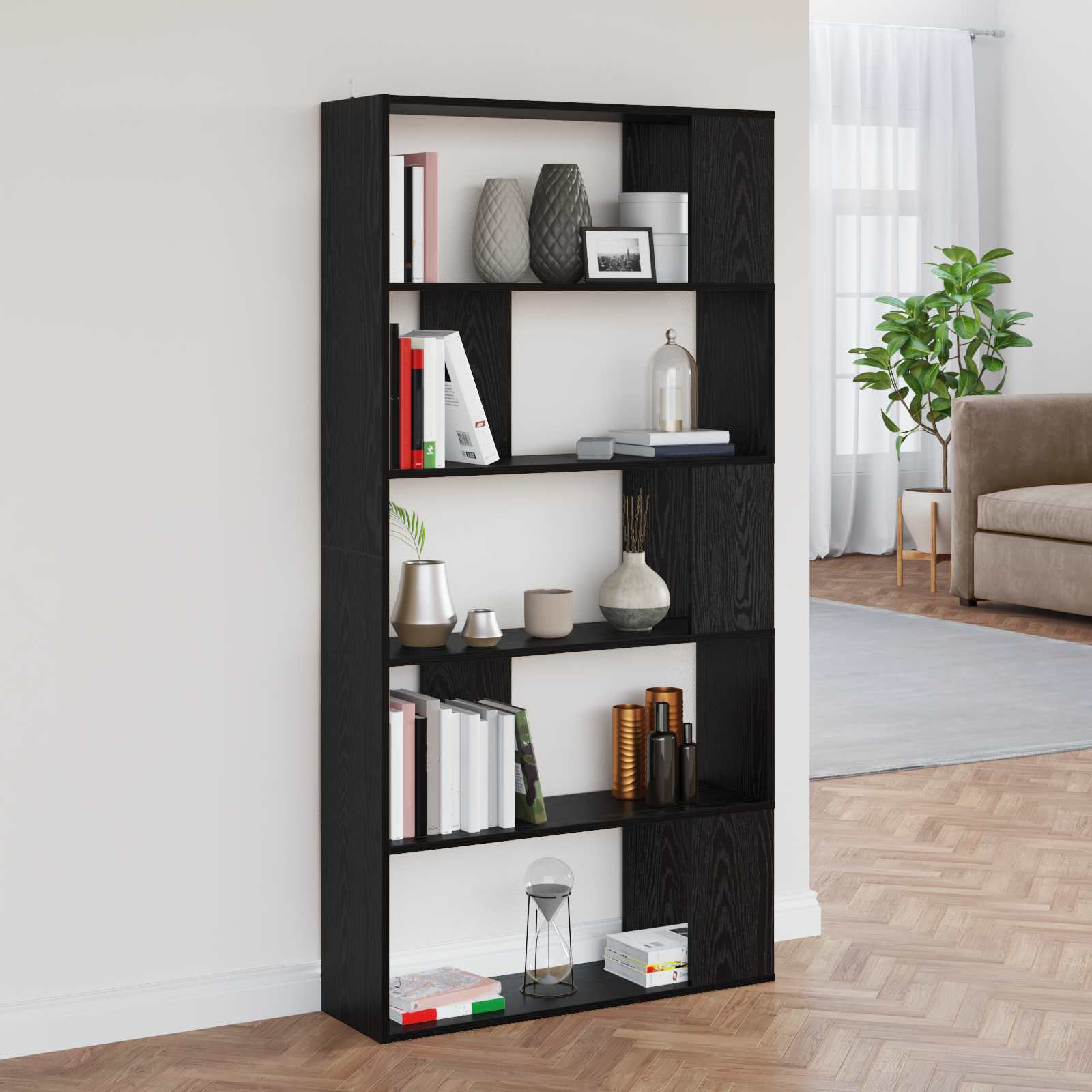 vidaXL Bücherregal Schwarz Eichen-Optik 80 x 24 x 159 cm Holzwerkstoff