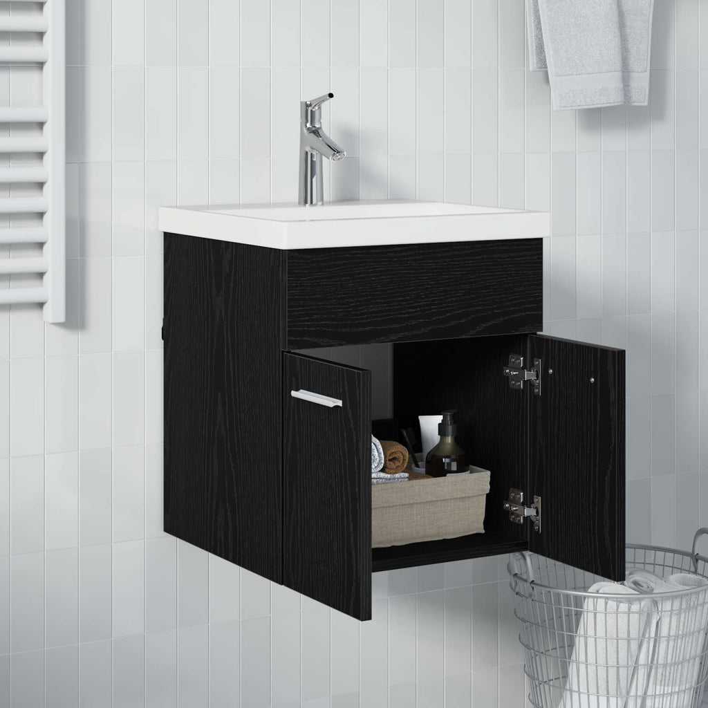 vidaXL Waschbeckenunterschrank Schwarz Eichen-Optik 41 x 38,5 x 46 cm