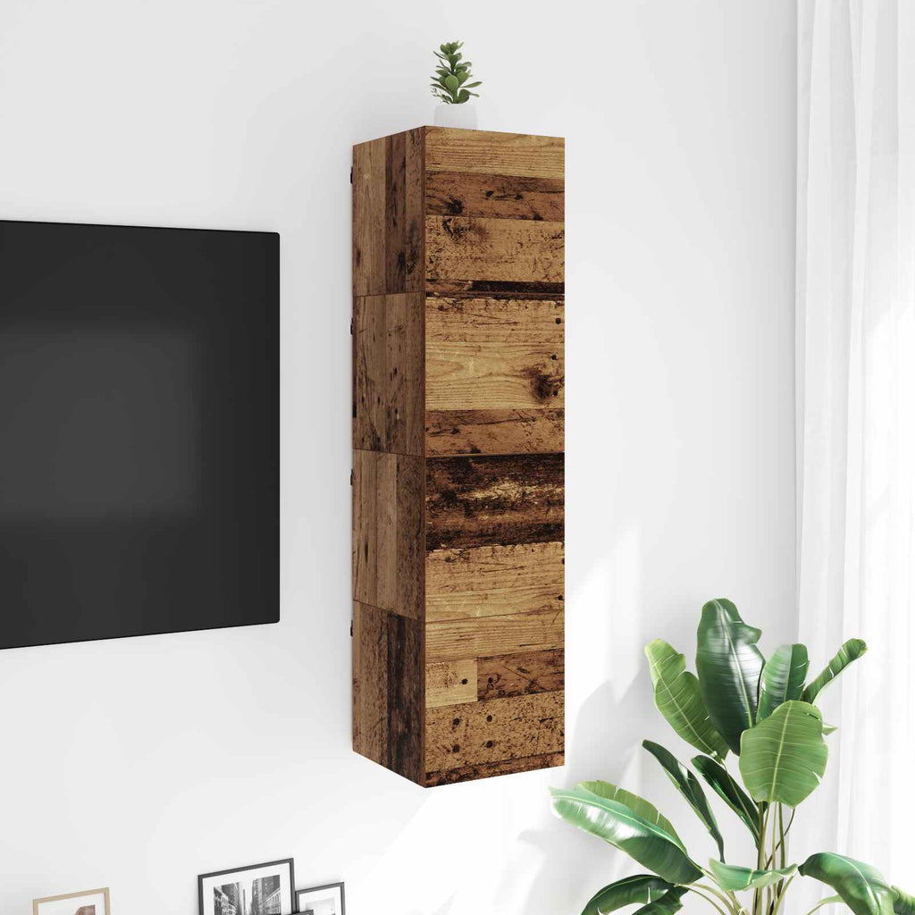 vidaXL Wandmontiertes TV-Regal Altholz 30,5 x 30 x 30 cm Holzwerkstoff