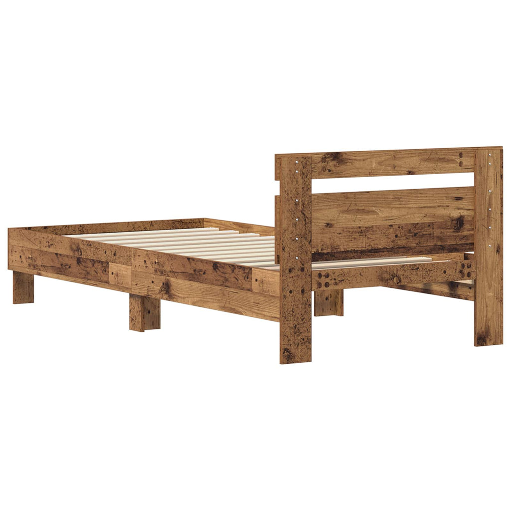 vidaXL Bettrahmen mit Kopfteil Altholz 98,5 x 200 cm Holzwerkstoff
