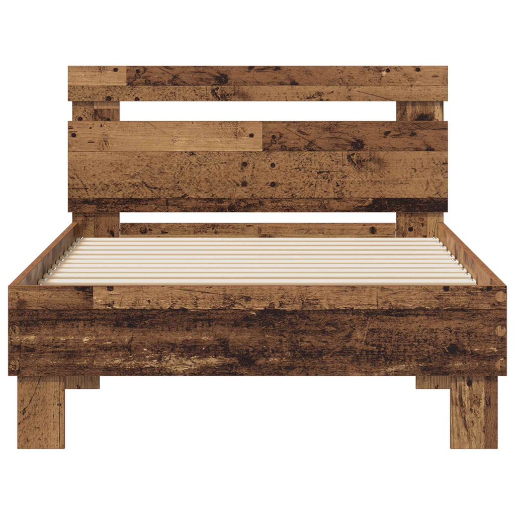vidaXL Bettrahmen mit Kopfteil Altholz 98,5 x 200 cm Holzwerkstoff