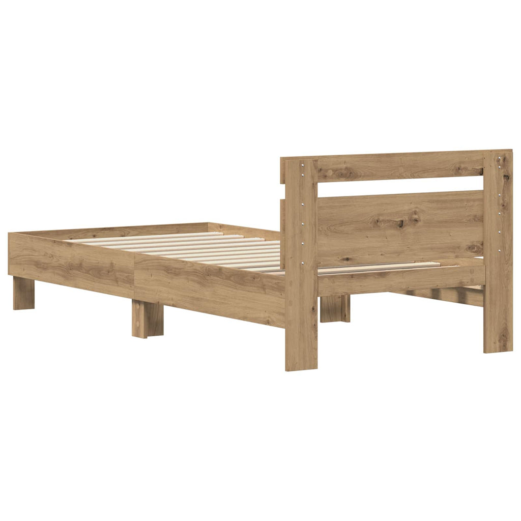 vidaXL Bettrahmen Artisan-Eiche 98,5 x 200 cm Holzwerkstoff