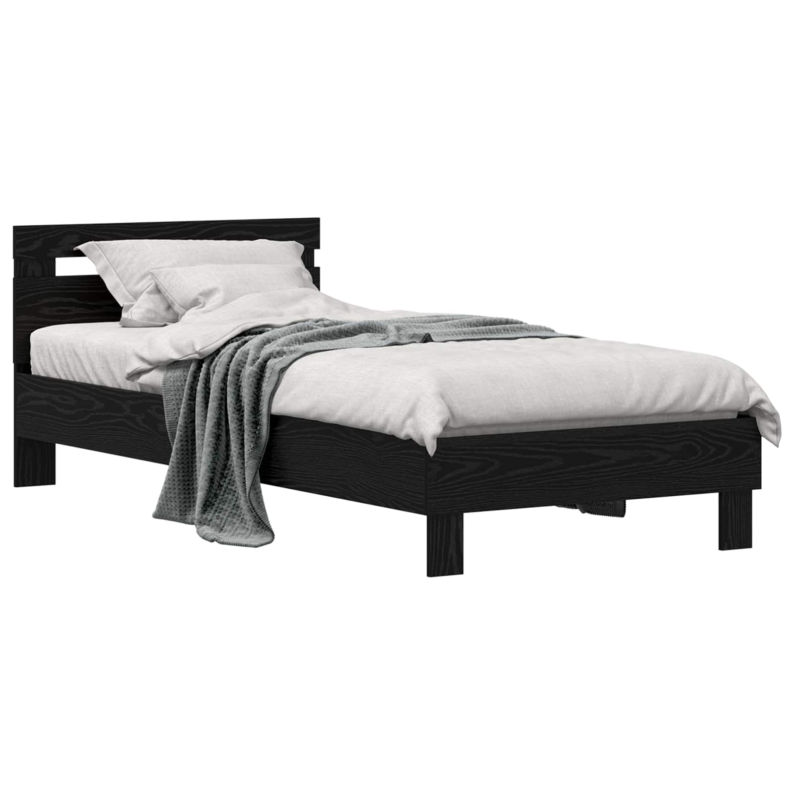 vidaXL Bettrahmen Schwarz Eichen-Optik 98,5 x 200 cm Holzwerkstoff