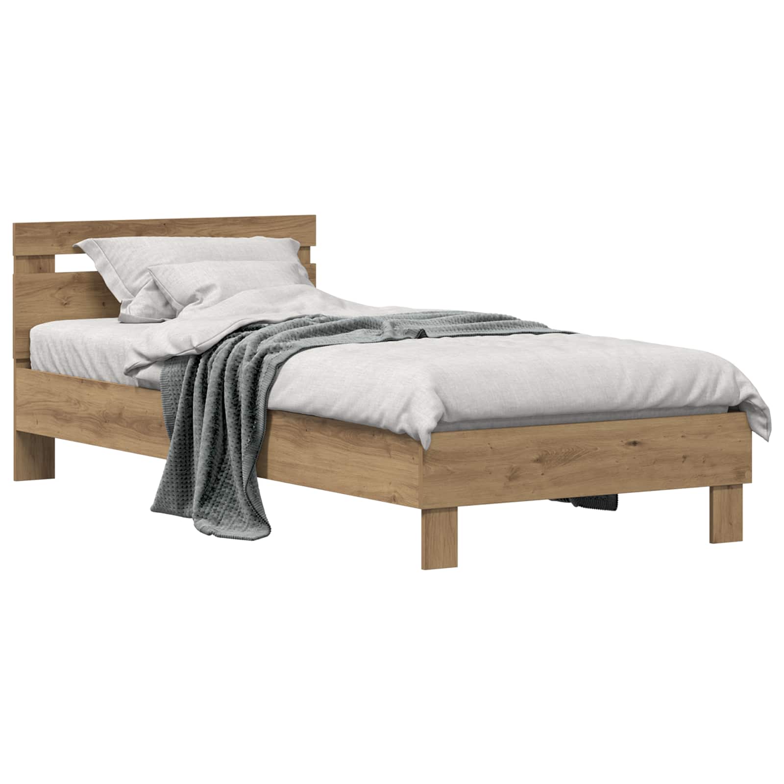 vidaXL Bettrahmen mit Kopfteil Artisan-Eiche 75 x 190 cm Holzwerkstoff