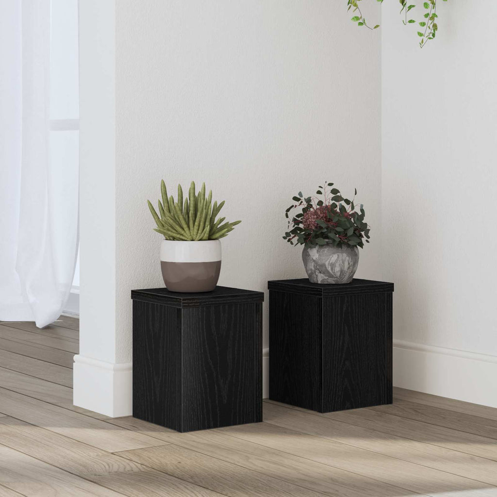 vidaXL Pflanzenständer 2 pcs Schwarz Eichen-Optik 15 x 15 x 20 cm