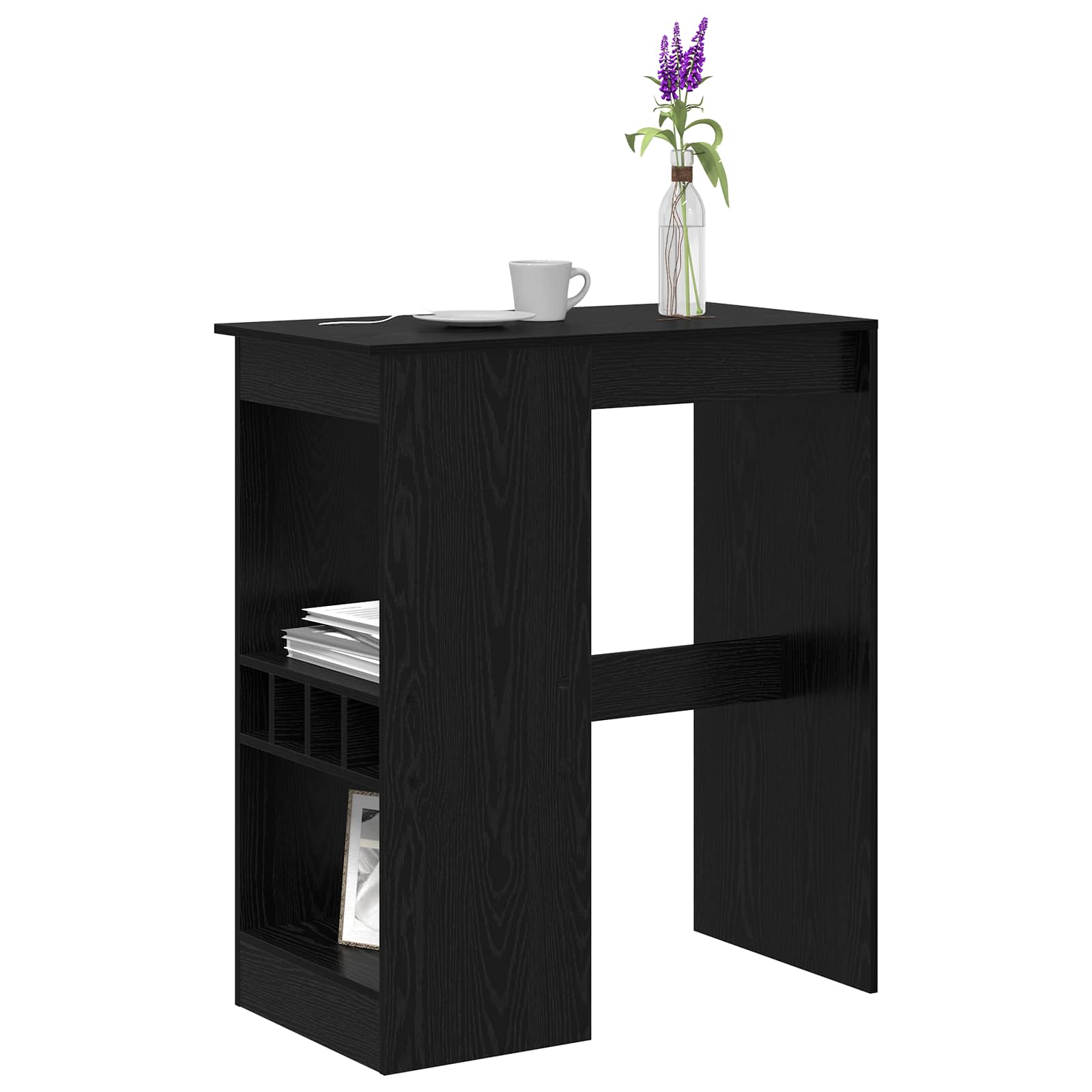vidaXL Bartisch mit Regal Schwarz Eichen-Optik 90 x 47,5 x 103,5 cm