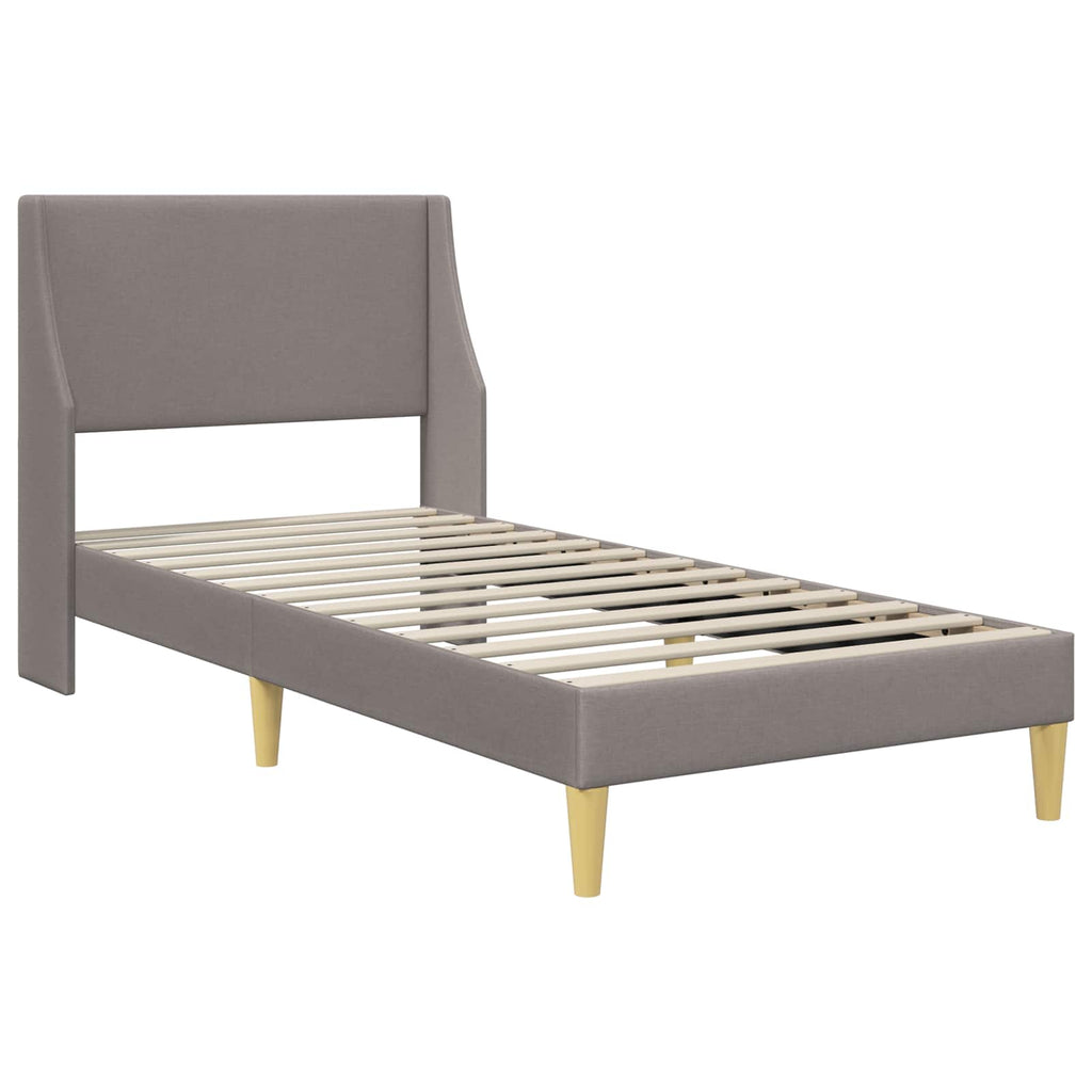 vidaXL Bettrahmen Uni mit Kopfteil Taupe 90 x 190 cm Stoff