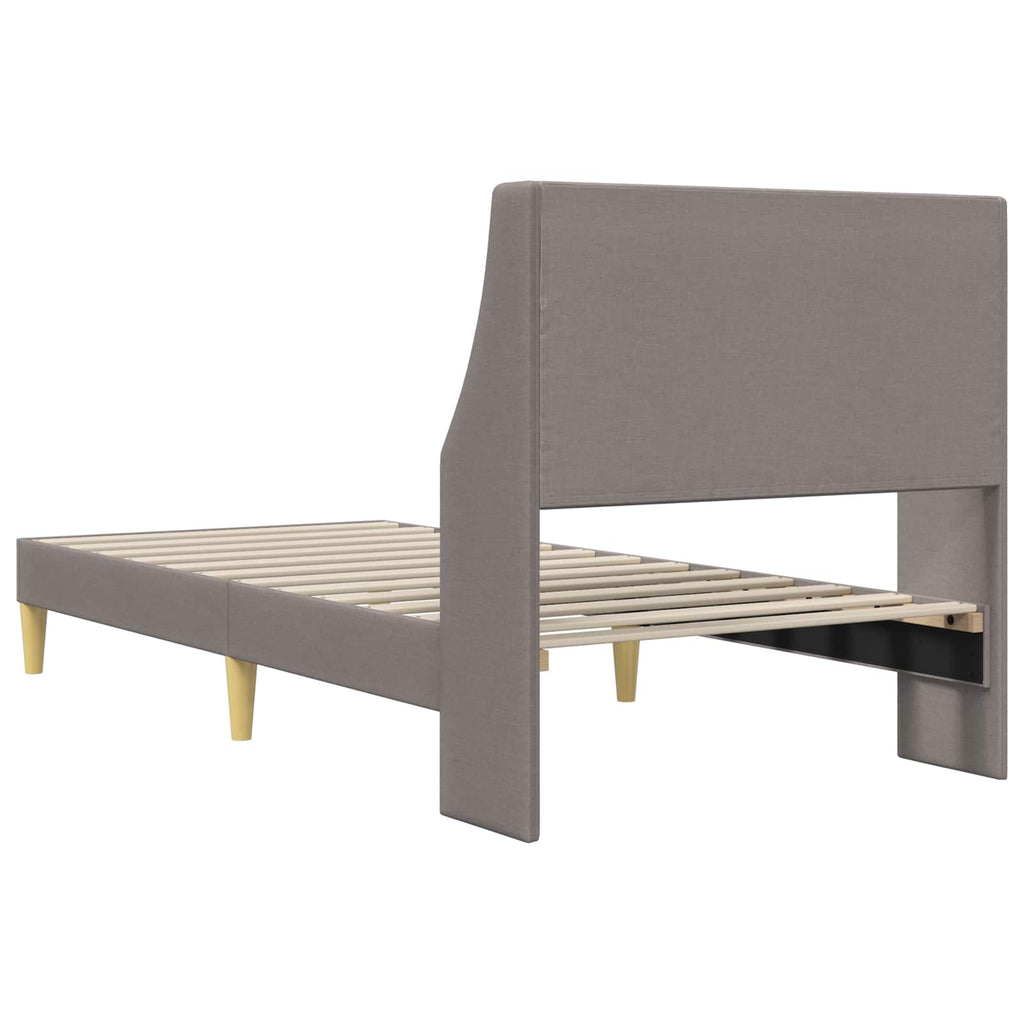 vidaXL Bettrahmen Uni mit Kopfteil Taupe 90 x 190 cm Stoff