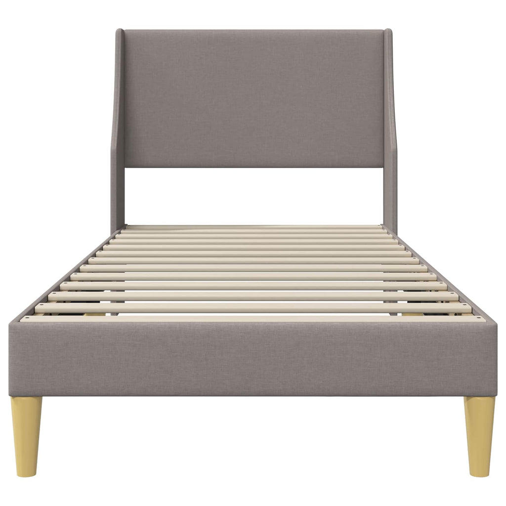vidaXL Bettrahmen Uni mit Kopfteil Taupe 90 x 190 cm Stoff