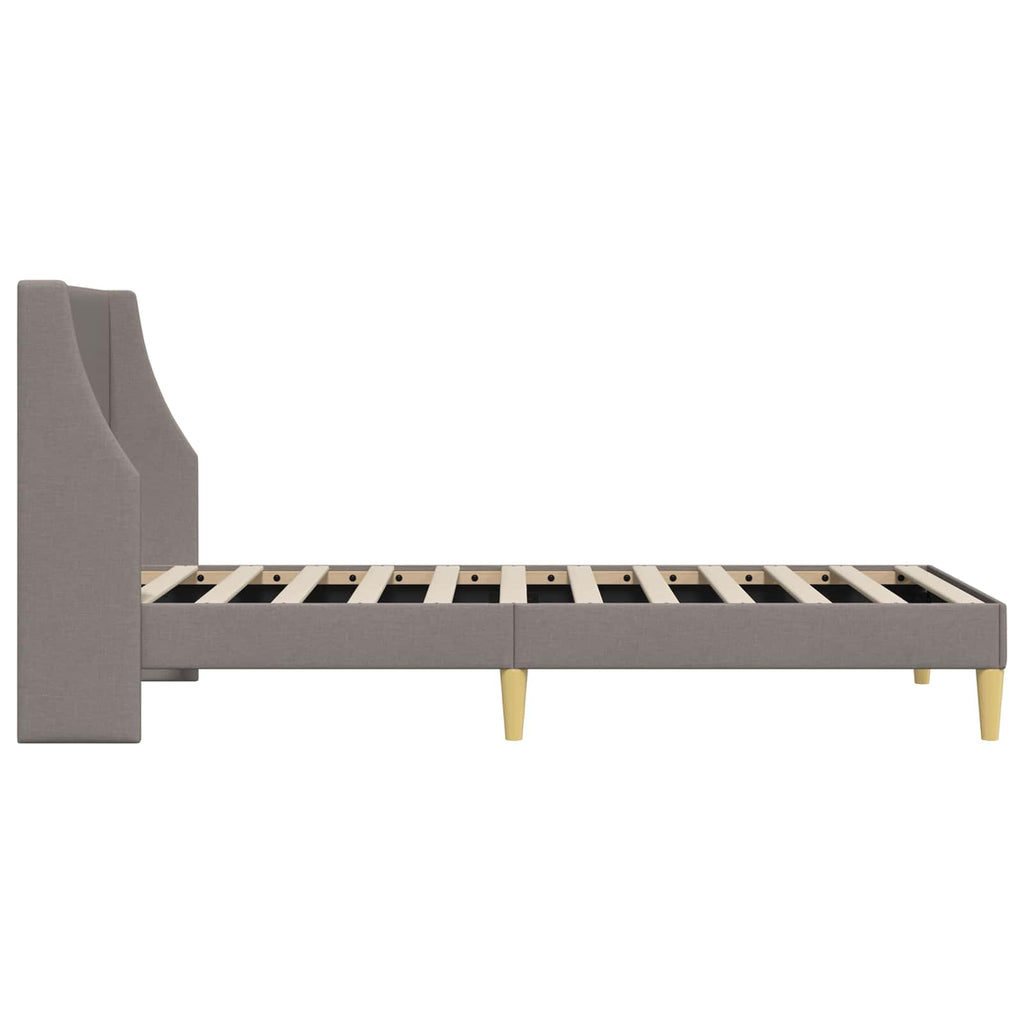 vidaXL Bettrahmen Uni mit Kopfteil Taupe 90 x 190 cm Stoff