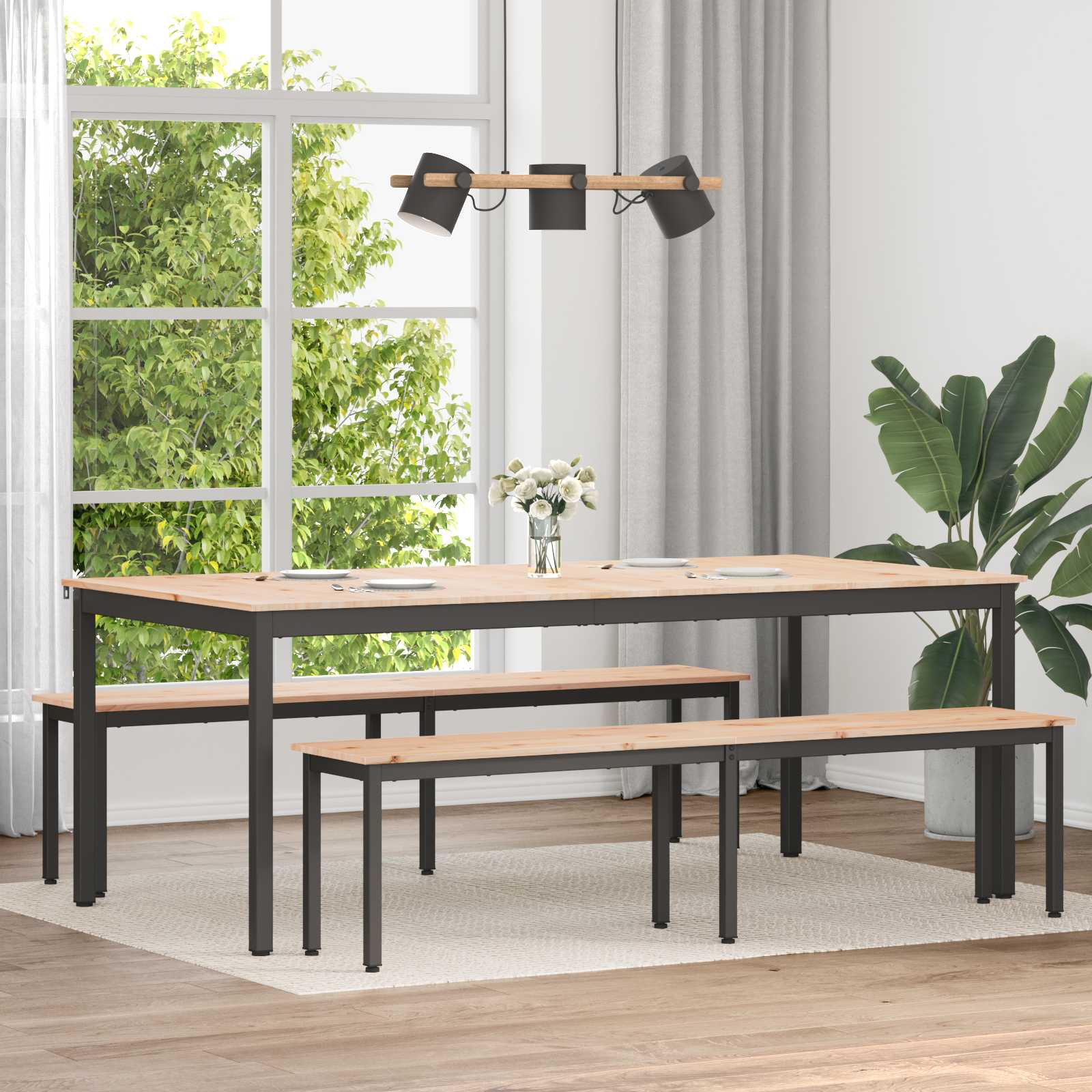 vidaXL Esstisch Natur 200 x 100 x 75 cm Massives Kiefernholz