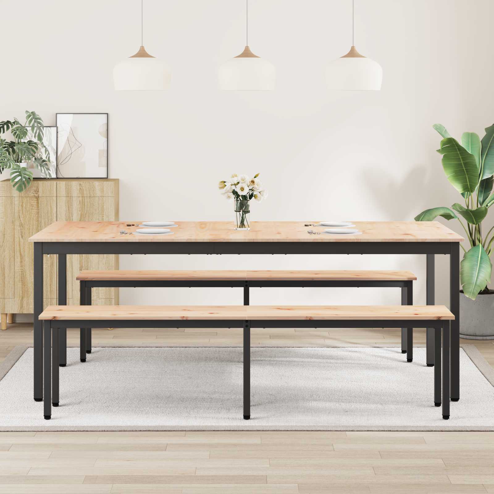 vidaXL Esstisch Natur 200 x 100 x 75 cm Massives Kiefernholz